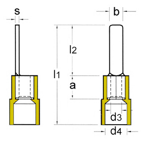 Flachstift-Kabelschuhe DIN-46231 aus Polyamid Zeichnung