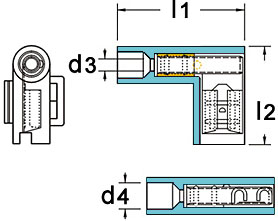 Fahnen-Winkel-Flachsteckhülse DIN-46346 Zeichnung