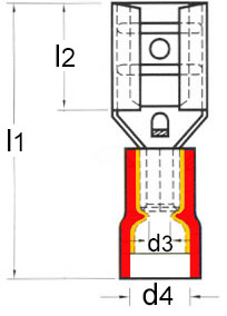 Flachsteckhulse DIN-46245 aus Polyvinylchlorid Zeichnung