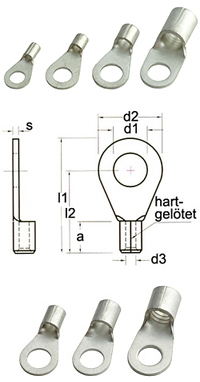 Unisolierte Ringkabelschuhe DIN 46234 bild