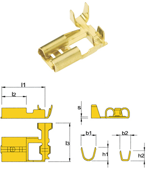 Winkel-Flachsteckhülsen DIN 46346 Form-A Einzelausführung Bild